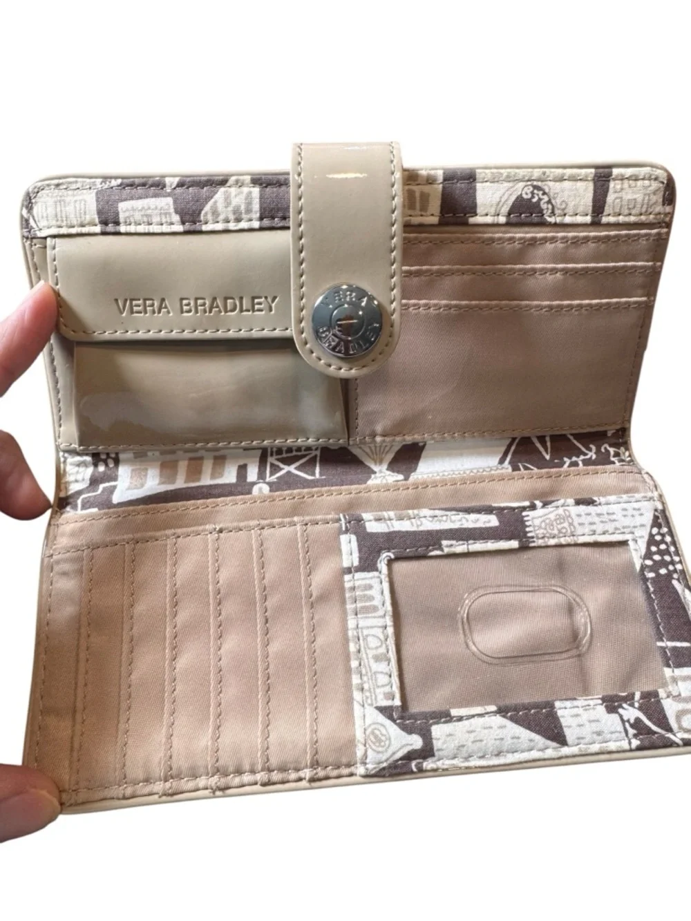 Vera Bradley Quilted Blush Cream Snap Wallet - Picture 6 of 9